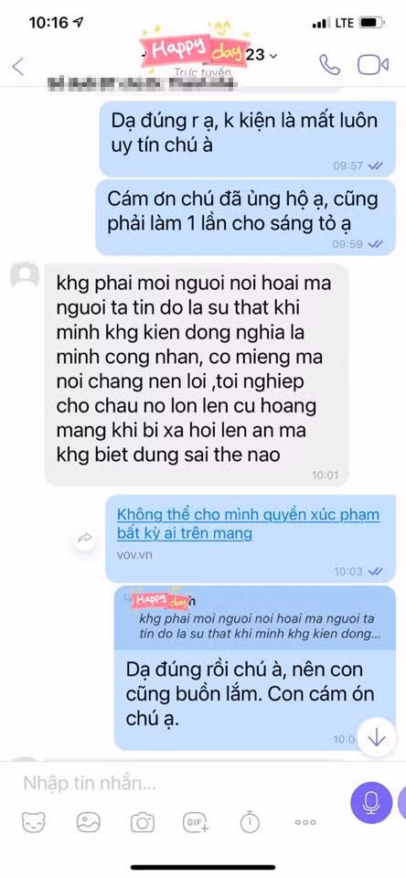 Vy Oanh cong khai loat tin nhan 