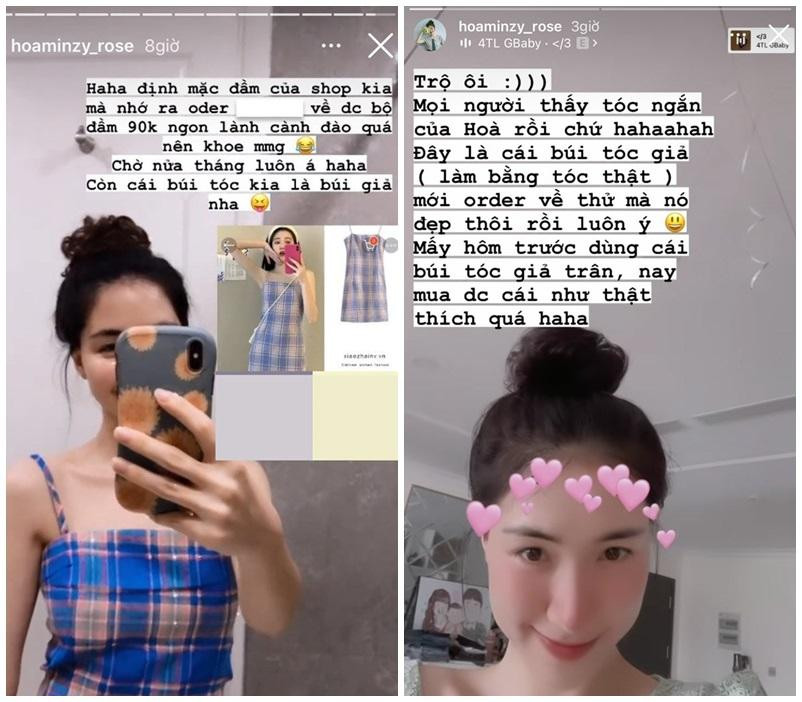 Ai cũng biết tóc thật của cô nàng đang là tóc ngắn, vậy nên việc tự búi trên tóc thật gần như "bất khả thi". Thế nên tóc giả là cách chữa cháy mà mẹ một con chọn lựa. Rút kinh nghiệm từ phen sắm tóc giả hơi "fail" lần trước (ảnh trái), Hòa Minzy đã quyết định chọn mua tóc búi thật và cô nàng đã thành công với giao diện cực "chim ưng"