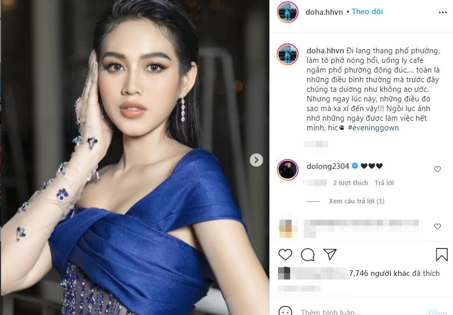 Tuy nhiên mới đây, nàng Hậu lại vô tình có một pha "tự phá" hình ảnh đúng nghĩa chỉ vì màn ôn lại quá khứ sải bước thảm đỏ. Theo đó, người đẹp chia sẻ lại khoảnh khắc dự sự kiện hồi đầu năm của mình kèm những dòng chia sẻ đầy bịn rịn. "Ngồi lục ảnh nhớ những ngày được làm việc hết mình, hic", nàng Hậu sinh năm 2001 chia sẻ