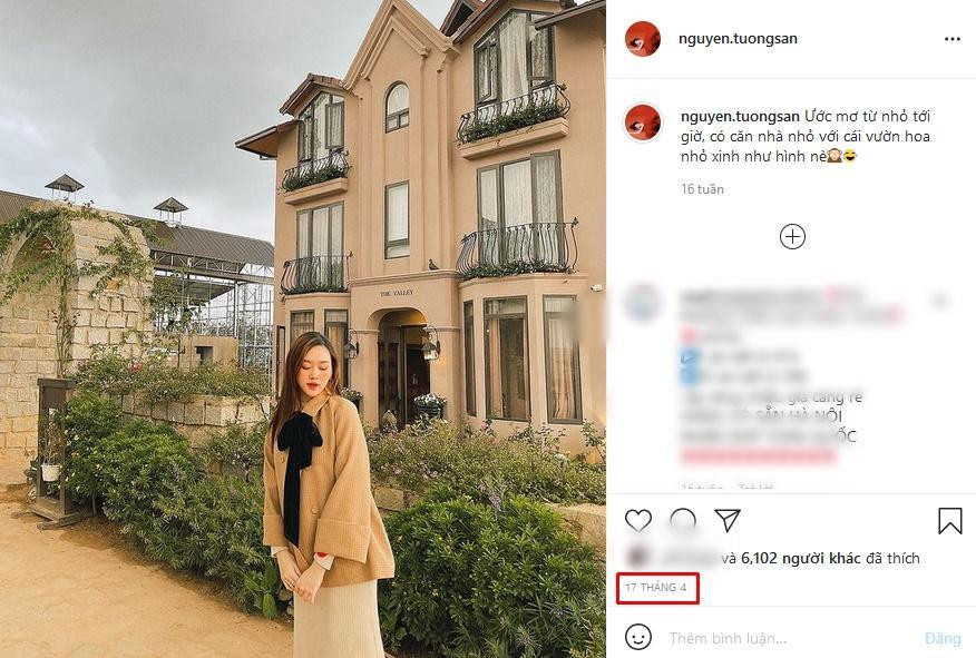Trước khi "ở ẩn", bức ảnh gần nhất Á hậu Tường San cập nhật trên Instagram là từ hồi tháng 4. Á hậu cũng khéo chọn bộ đồ rộng rãi, giấu bụng.