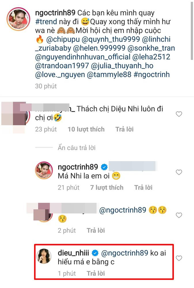 Ngoc Trinh tiet lo ly do Dieu Nhi khong dam du trend coi do