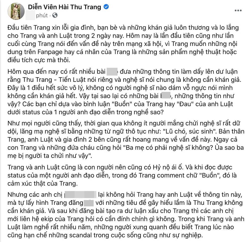 Thu Trang buc xuc khi bi xuyen tac 