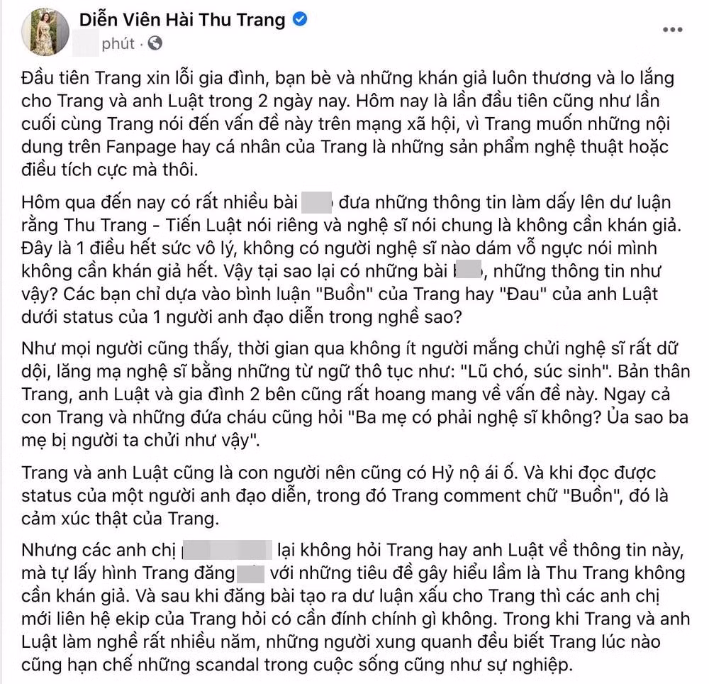 Thu Trang buc xuc khi bi xuyen tac 