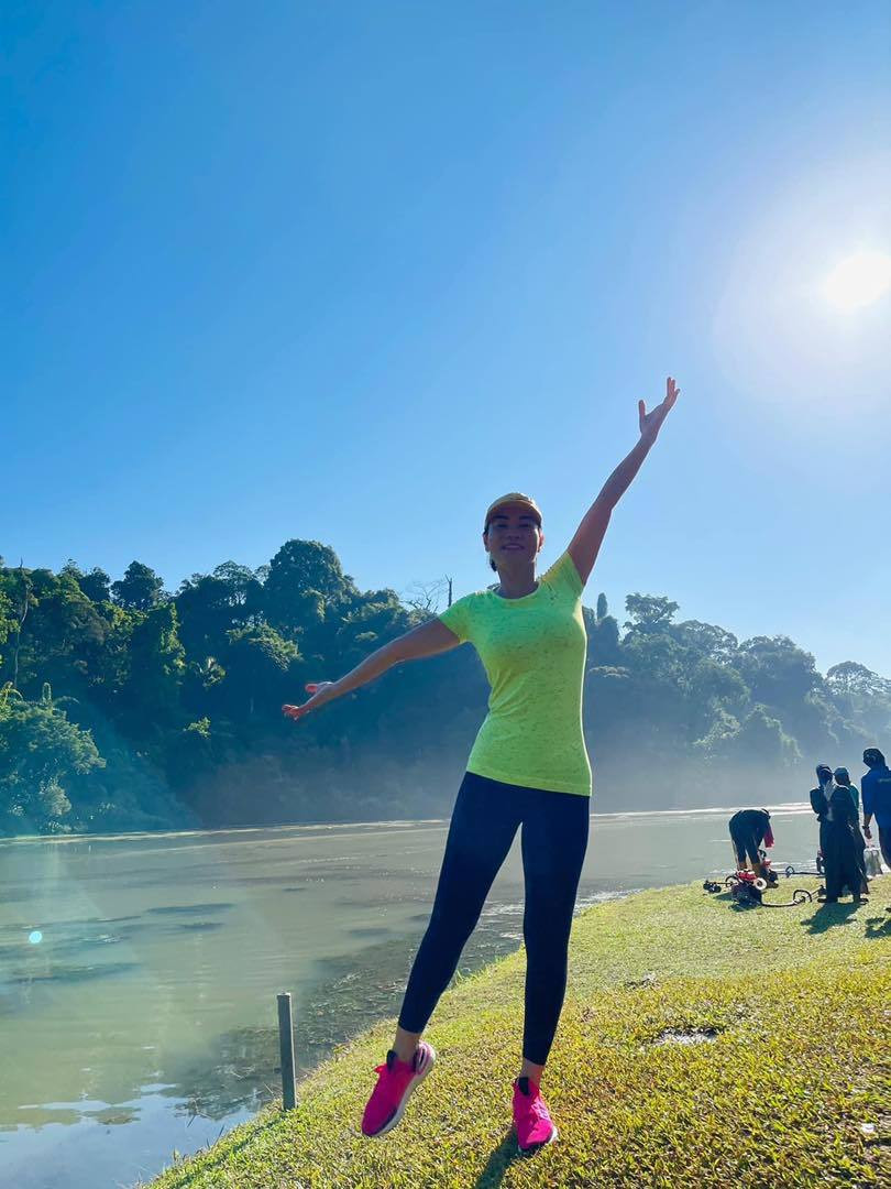 Ca sĩ Thu Minh chăm tập luyện thể thao.