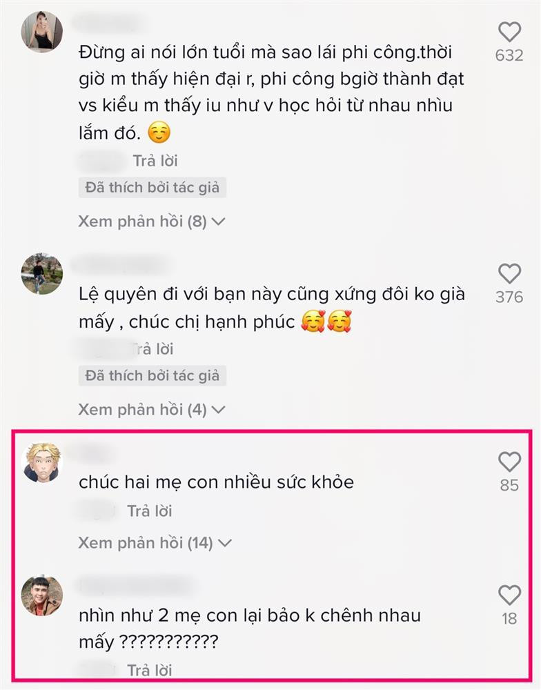 Dẫu vậy, bên cạnh rất nhiều lời chúc phúc gửi tới cho cặp đôi cũng có không ít tài khoản đề cập đến khoảng cách tuổi tác giữa 2 người. Người ác miệng còn so sánh cả 2 như mẹ con.