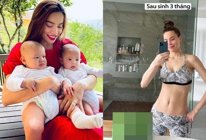 Hà Hồ cũng không tránh khỏi tình trạng vòng bụng kém nuột nà sau sinh con dù đã về dáng rất nhanh.