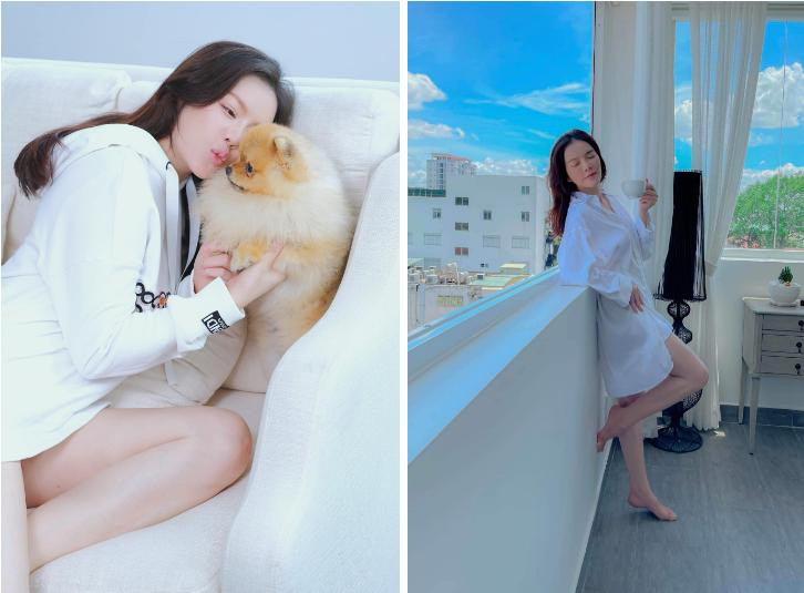 Mốt giấu quần cũng được Lý Nhã Kỳ lăng xê tích cực thời gian qua. Cô có nhiều shoot hình gợi cảm tại nhà với áo hoodie và sơ mi oversized