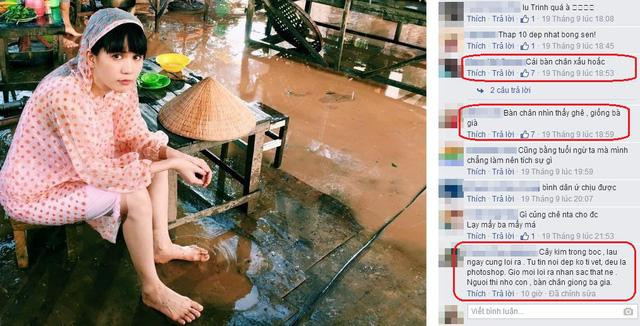 "Bàn chân xấu quắc"; "Bàn chân nhìn thấy ghê, giống bà già"; "Người thì nhỏ con, bàn chân giống bà già"..., cư dân mạng từng bàn tán.