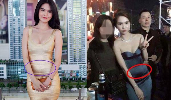 Nổi tiếng với vòng eo 56 nhưng nhiều lúc cô vẫn lộ bụng kém phẳng với váy bó sát.