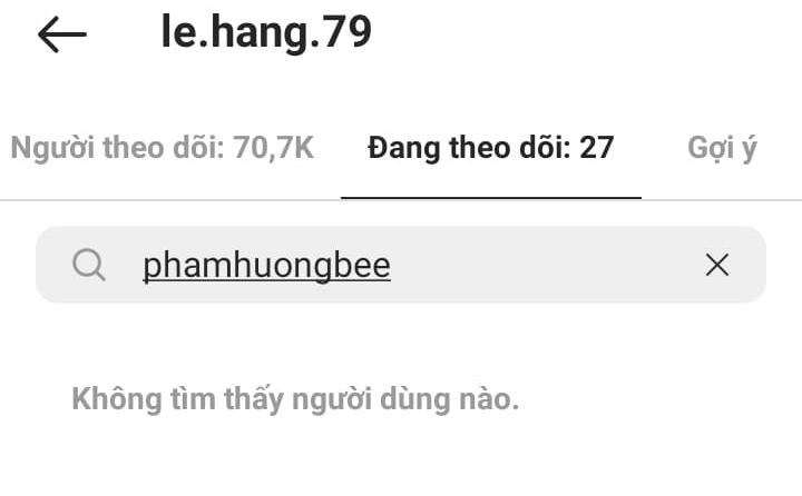 Phạm Hương đã "bay màu" trong danh sách "follow" của Lệ Hằng trên Instagram.