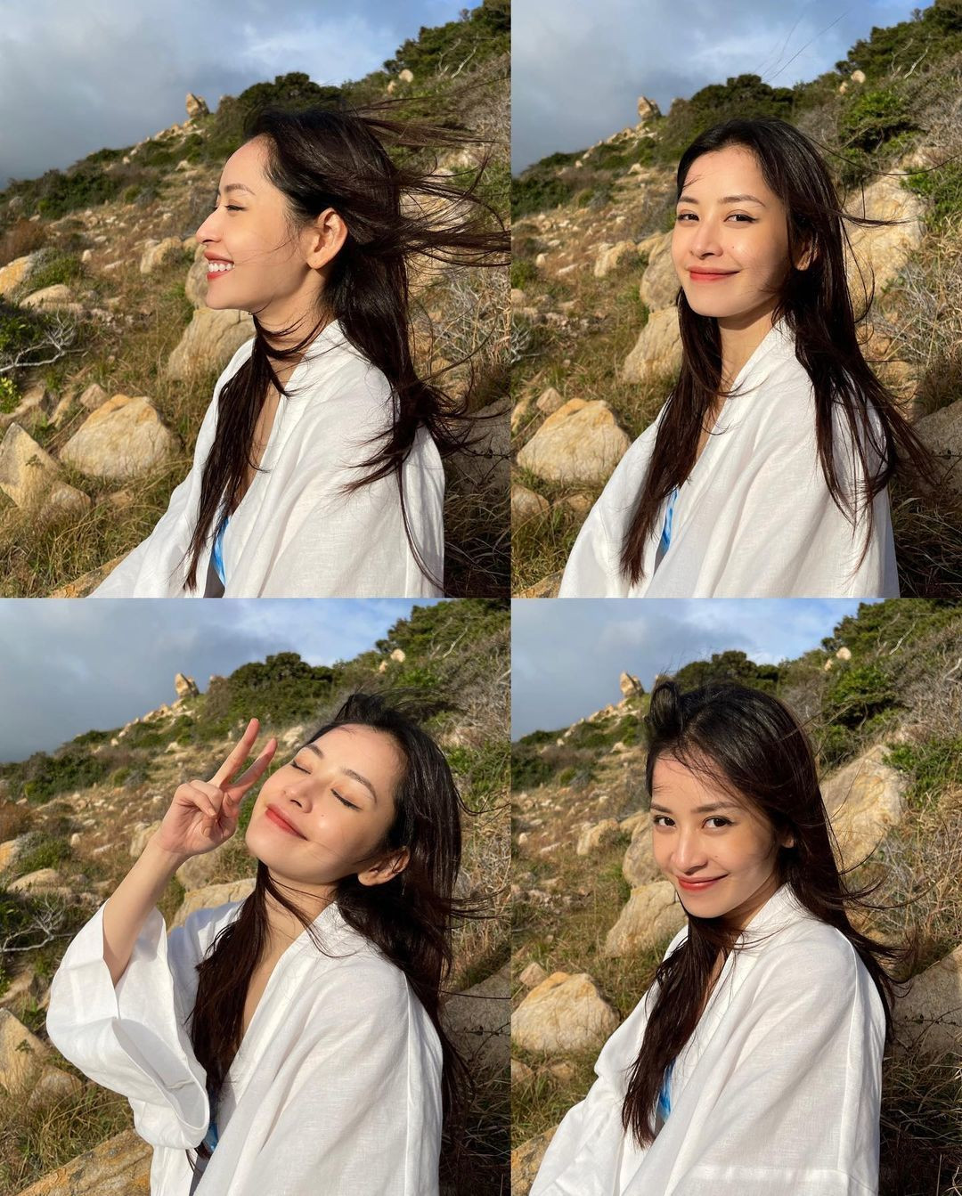 Chi Pu xinh đẹp với kiểu trang điểm nhẹ nhàng trong chuyến du lịch.