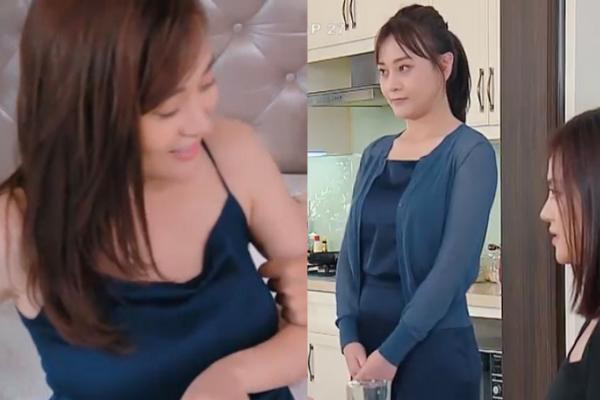 Rồi ở phân cảnh tân hôn, bộ đồ ngủ tôn làn da trắng bao nhiêu, quyến rũ thế nào thì việc kết hợp thêm cardigan để xuống phòng khách khiến fan tuột hết cả mood.