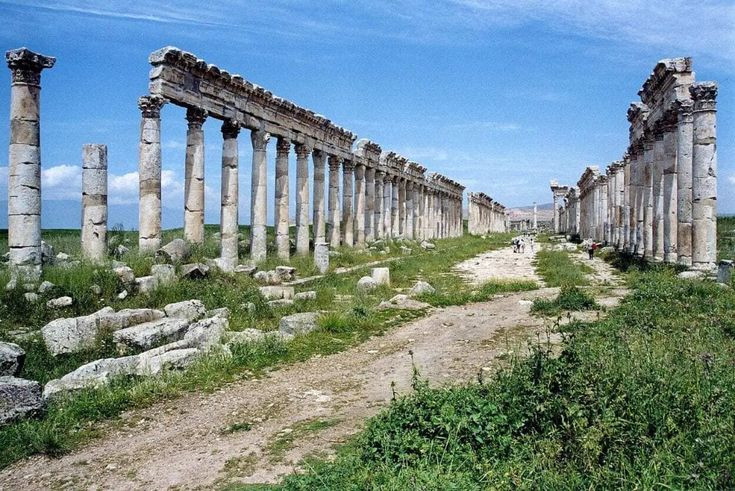  8. Apamea. Apamea là một thành phố cổ Hy Lạp-La Mã nổi tiếng với con đường được dựng hàng cột hai bên dài hơn 2 km. Đây là một trong những địa điểm khảo cổ học quan trọng của khu vực, phản ánh sự phát triển đô thị trong thời kỳ cổ đại. Ảnh: Pinterest.