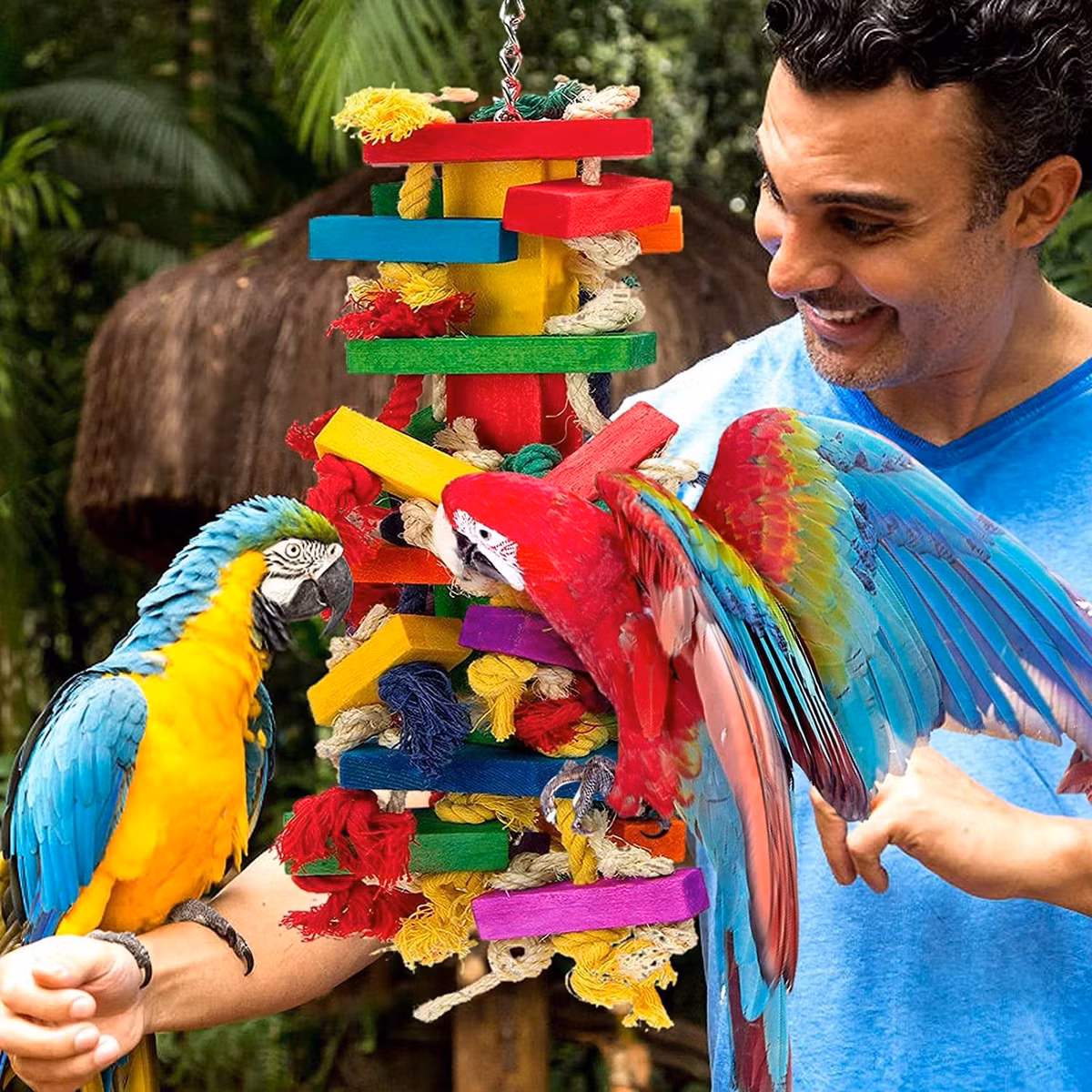  13. Sự hiểu biết về các mối quan hệ nguyên nhân - kết quả. Vẹt có thể hiểu được mối quan hệ giữa hành động và kết quả. Chúng biết rằng một hành động cụ thể sẽ dẫn đến một kết quả mong muốn, ví dụ như kéo một sợi dây để lấy thức ăn. Ảnh: Pinterest.