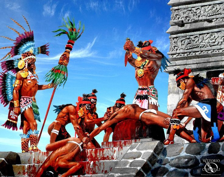  12. Nghi lễ hiến tế. Hiến tế con người và động vật là một phần quan trọng trong các nghi lễ của người Maya nhằm làm hài lòng thần linh, đặc biệt trong các dịp quan trọng như lễ hội hoặc cầu mưa. Ảnh: Pinterest.