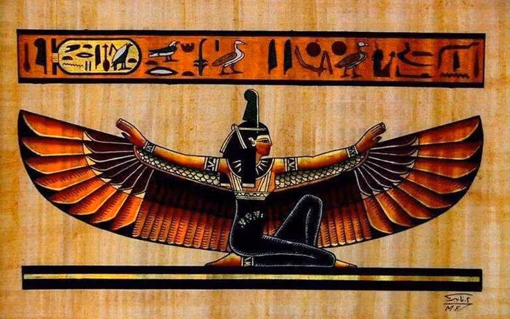  Ma'at - sự cân bằng vũ trụ: Ma'at là nữ thần và nguyên tắc của sự thật, công lý và trật tự. Người Ai Cập tin rằng mọi thứ trong vũ trụ phải tuân theo Ma'at. Ảnh: Pinterest.