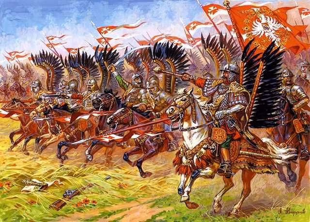  8. Kỵ binh Ba Lan - Hussar có cánh. Hussar có cánh Ba Lan là một trong những đơn vị kỵ binh nổi tiếng nhất, với giáp trụ và đôi cánh lộng lẫy, thường tham gia vào các trận đánh lớn từ thế kỷ 16 đến 18. Ảnh: Pinterest.