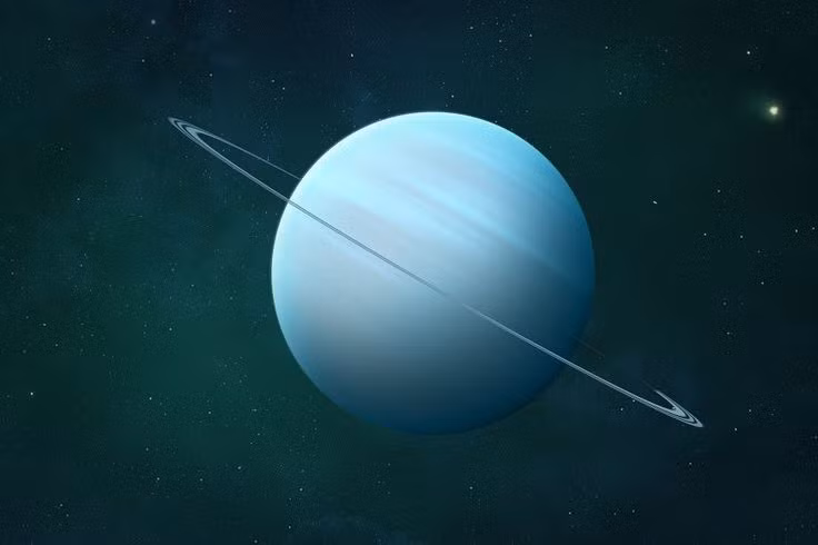  7. Sao Thiên Vương. Một năm trên sao Thiên Vương kéo dài 84 năm Trái Đất. Nếu sống khỏe mạnh, bạn sẽ có cơ hội đón “năm mới” một lần duy nhất nếu định cư trên hành tinh này. Ảnh: Pinterest.