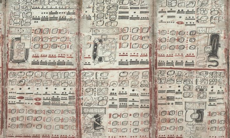  12. Tôn giáo và thần thoại. Nội dung của các bản viết tay phản ánh sâu sắc về tín ngưỡng và thần thoại Maya, với nhiều hình ảnh mô tả các vị thần, nghi lễ hiến tế, và sự sáng tạo thế giới. Ảnh: Pinterest.