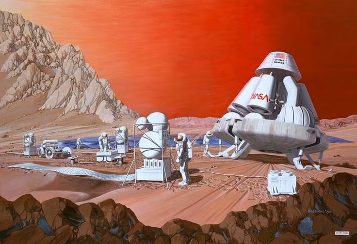  Mục tiêu cho tương lai: Sao Hỏa được coi là ứng cử viên hàng đầu cho việc định cư của con người trong tương lai nhờ vị trí gần và các điều kiện phù hợp hơn so với các hành tinh khác. Ảnh: Pinterest.