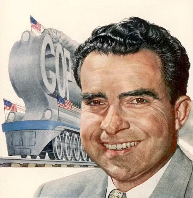  2. Richard Nixon - Tổng thống Mỹ (1974). Nixon bị cáo buộc lạm quyền, cản trở tư pháp và coi thường Quốc hội do vụ bê bối Watergate, liên quan đến việc chính quyền ông chỉ đạo việc ghe lén bất hợp pháp tại trụ sở của Đảng Dân chủ và che đậy sự việc. Ảnh: Pinterest.