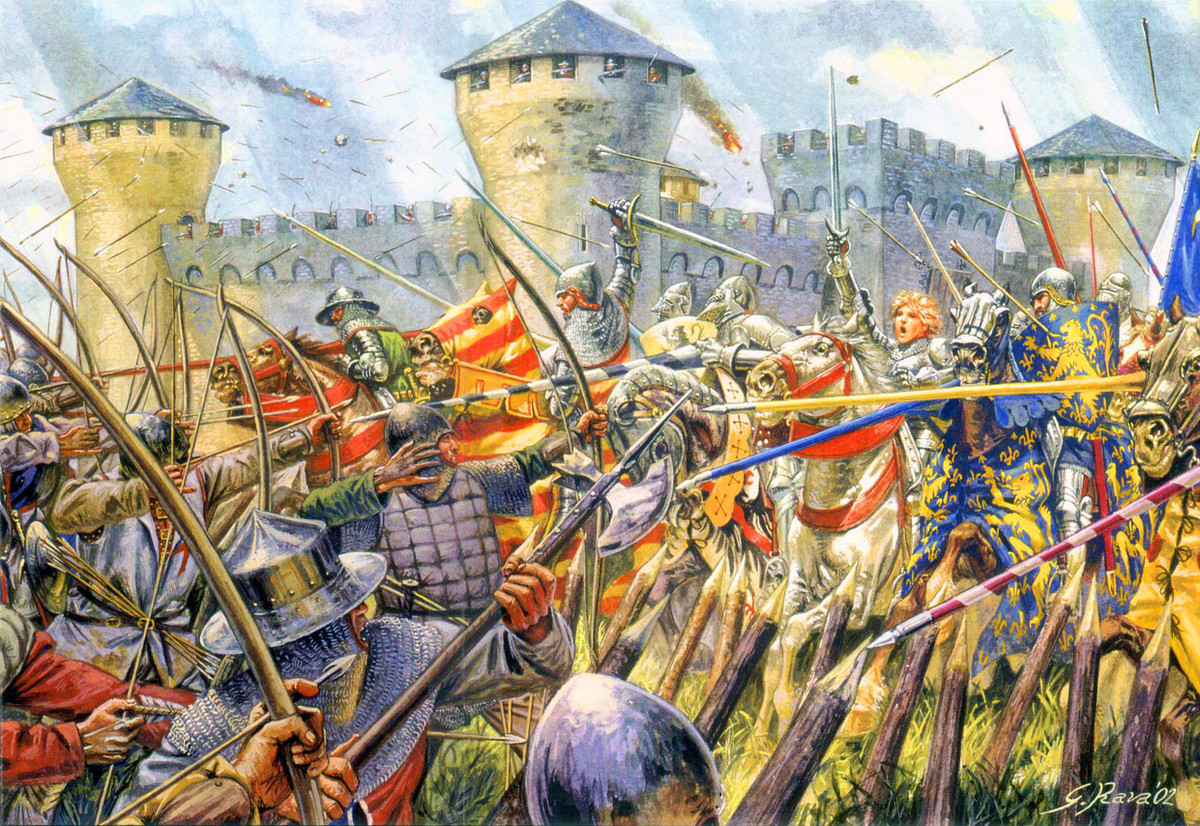  Nguyên nhân chính: Cuộc chiến bắt đầu từ tranh chấp về quyền kế vị ngai vàng nước Pháp giữa nhà Valois (Pháp) và nhà Plantagenet (Anh). Ảnh: Pinterest.