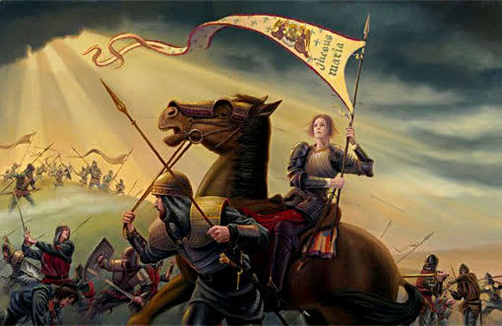  Joan of Arc: Joan of Arc, một nông dân trẻ người Pháp, đã lãnh đạo quân đội Pháp và đảo ngược thế cục vào cuối cuộc chiến. Cô trở thành biểu tượng anh hùng dân tộc Pháp. Ảnh: Pinterest.