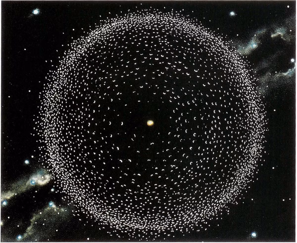  8. Kích thước khổng lồ. Đám mây Oort có thể chứa hàng tỷ, thậm chí hàng nghìn tỷ thiên thể, từ kích thước của hạt bụi cho đến vài chục km. Ảnh: Pinterest.