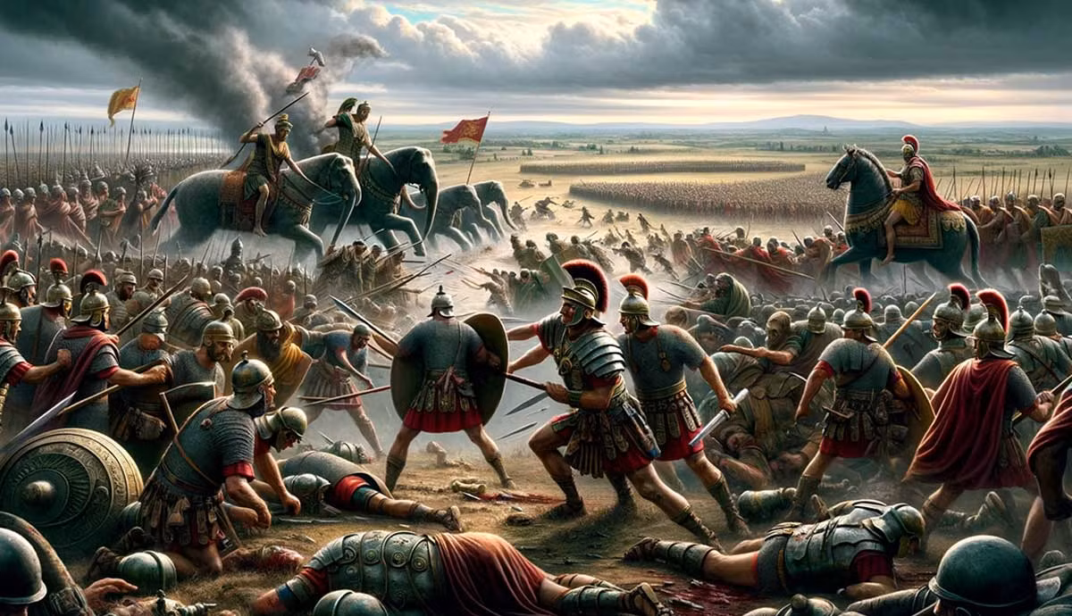  9. Kẻ sống sót hiếm hoi. Chỉ khoảng 10.000 lính La Mã sống sót, phần lớn nhờ tháo chạy hoặc bị bắt làm tù binh. Ảnh: Pinterest.