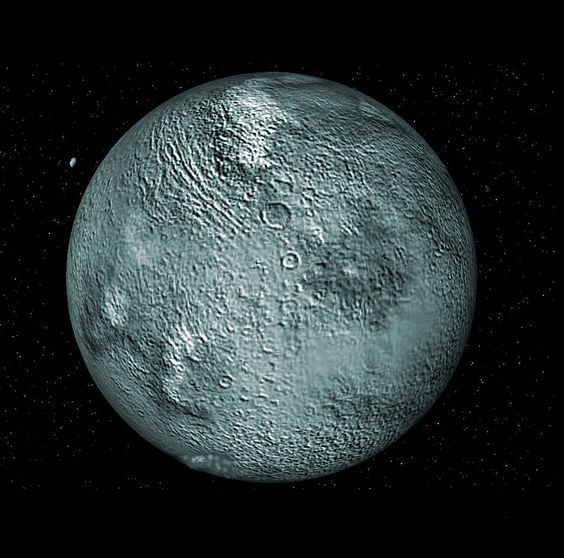  Eris và quỹ đạo dài của nó. Quỹ đạo của Eris rất lệch tâm và kéo dài khoảng 557 năm để hoàn thành một vòng quanh Mặt Trời. Ảnh: Pinterest.