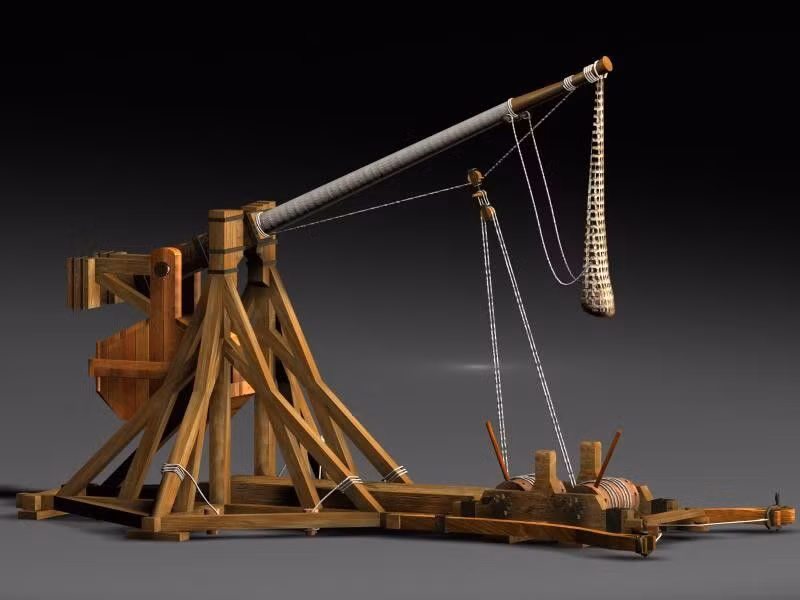  12. Trebuchet nổi tiếng. Một trong những máy trebuchet lớn nhất được biết đến là "Warwolf" của vua Edward I của Anh, được sử dụng để công phá thành Stirling (Scotland) vào năm 1304. Ảnh: Pinterest.