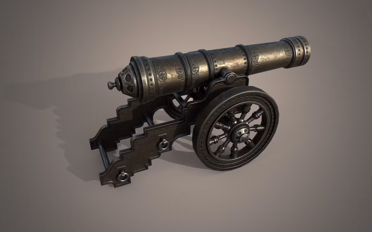  14. Sự thay thế bởi đại bác. Máy ném đá dần trở nên lỗi thời khi thuốc súng được phát minh và pháo binh ra đời vào thế kỷ 14-15. Tuy nhiên, chúng vẫn được sử dụng hạn chế trong một số trường hợp đặc biệt. Ảnh: Pinterest.