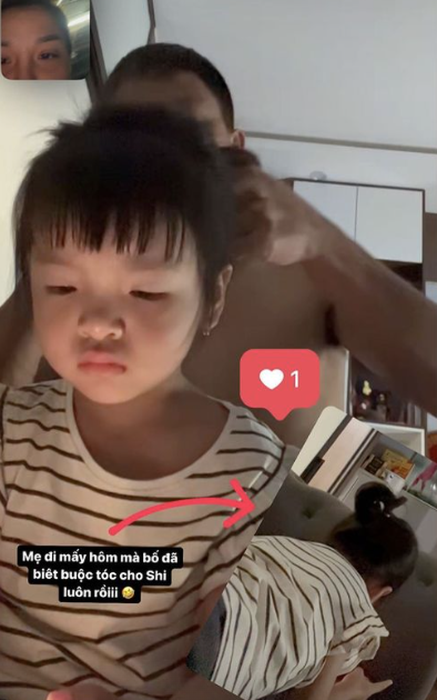 Bui Tien Dung diu dang cham con gai khi Khanh Linh vang nha