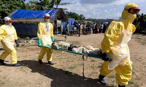 Nhân viên y tế di chuyển bệnh nhân nhiễm bệnh đến khu cách ly.