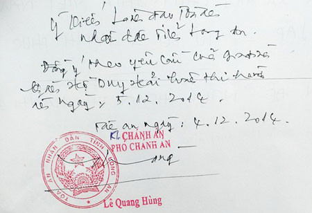 Ông Hùng phê vào phía sau đơn của Thủy, đồng ý tạm hoãn tử hình Hồ Duy Hải.