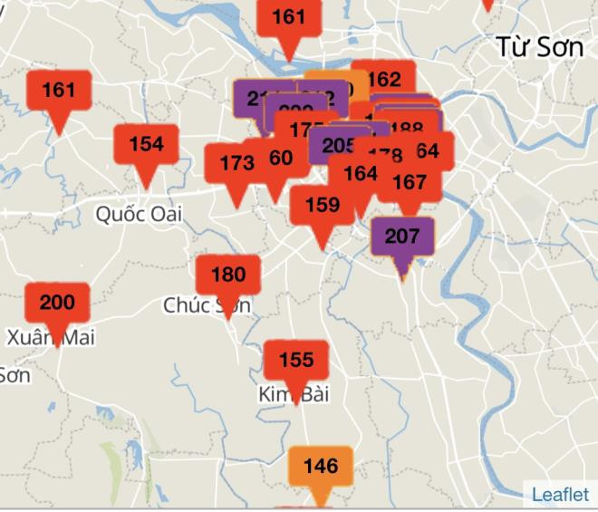 Suong mu bao phu khap Ha Noi, chat luong khong khi o nguong rat xau