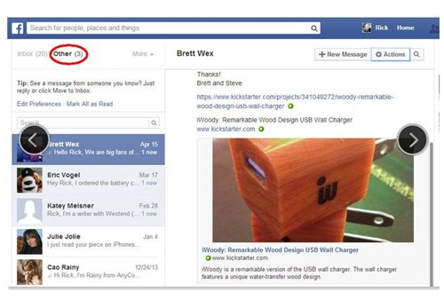 6. Bạn nên có một hộp thư đến ẩn. Khi bạn bắt buộc phải khóa tài khoản Facebook, điều này sẽ giúp thông tin của bạn được an toàn, và đó thường là hộp thư thứ hai Facebook cung cấp cho mỗi người dùng. Tin nhắn được gửi từ người dùng mà bạn không biết thường gửi đến đó.