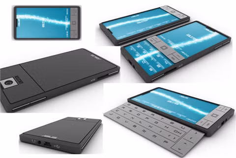 Khái niệm điện thoại Asus Aura được thiết kế có một mô-đun chuyển hướng với các nút điều hướng và bàn phím QWERTY trượt.