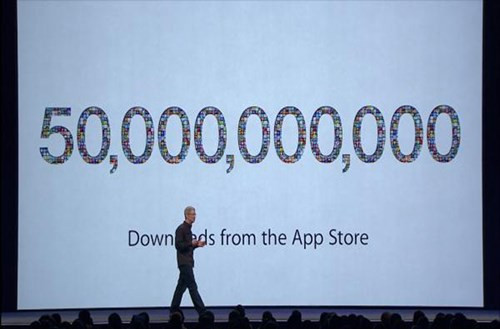  Chợ ứng dụng. Khi Apple mở cửa gian hàng iPhone App Store vào năm 2008, nó tạo ra cho giới phát triển một thị trường phần mềm lớn nhất trong lịch sử ngành công nghệ, tạo ra hàng nghìn việc làm trên thế giới và kiểu mẫu cho các nền tảng khác noi theo. Đã có trên 50 tỉ lượt tải ứng dụng trên App Store.