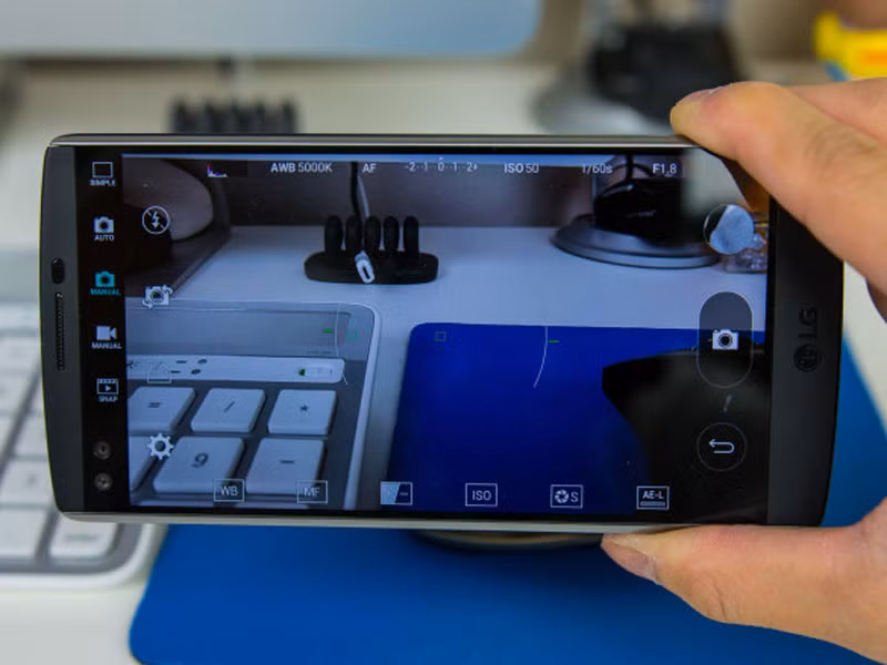 Giao diện chụp ảnh của LG V10.