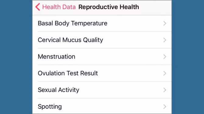  29. Ứng dụng sức khỏe hỗ trợ tốt hơn cho bà bầu. Ứng dụng Sức khỏe (Health) trên iOS 9 được Apple bổ sung thêm tính năng theo dõi sức khỏe sinh sản cho bà bầu cũng như các cặp vợ chồng sắp có con (trong tab Reproductive Health). Health có thể theo dõi các chỉ số khác nhau như thân nhiệt, theo dõi chất lượng dịch nhầy cổ tử cung, hiện tượng kinh nguyệt, rụng trứng ở phụ nữ và nhiều thứ khác. 