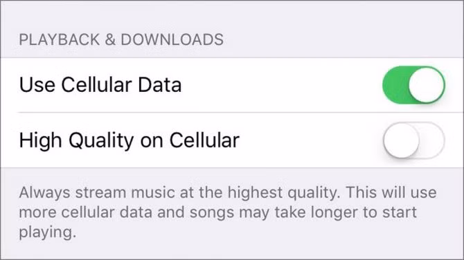  27. Nghe nội dung chất lượng cao trên Apple Music. Nếu sử dụng dịch vụ Apple Music, bạn có thể thiết lập để nghe nhạc với chất lượng cao hơn thay vì 256Kbps khi sử dụng kết nối dữ liệu di động (3G hoặc LTE) trong phần thiết lập của Apple Music. Tuy nhiên, hãy lưu ý rằng bật thiết lập này thì tiền cước 3G của bạn sẽ tăng lên khá nhiều bởi nhạc chất lượng cao có dung lượng nặng hơn các bản nhạc thường. 