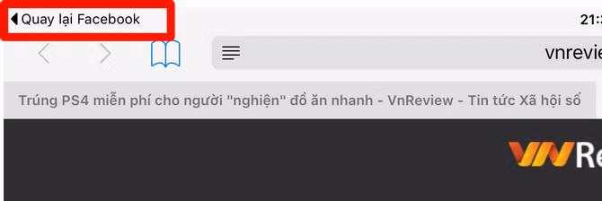  14. Trở về ứng dụng trước đó. Bên cạnh loạt tính năng đa nhiệm mới (Split Screen, Split View, picture-in-picture), Apple còn cải tiến màn hình quản lý ứng dụng đa nhiệm theo dạng thẻ xếp chồng lên nhau thay vì các thẻ xếp liền kề như trước. Tuy nhiên bạn có thể sẽ không cần dùng nhiều đến màn hình này nữa, bởi mỗi khi nhấp vào 1 liên kết hay mở một thông báo nào đó, bạn sẽ thấy một nút quay lại nhỏ với dòng chữ Quay lại … ở góc trên bên trái màn hình, chỉ cần bấm vào nó để quay trở lại ứng dụng trước, khá tiện lợi và đơn giản. 