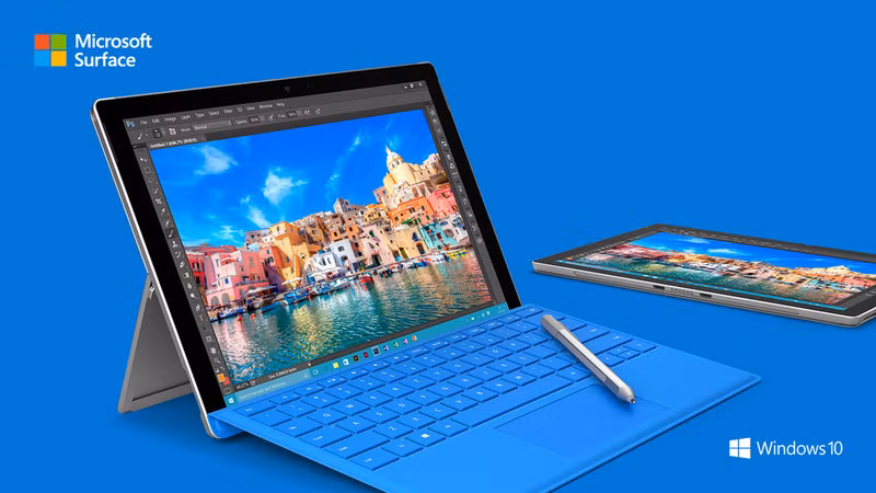  Surface Pro 4: cú vô-lê mới trong cuộc chiến máy tính bảng. Với sự ra mắt của iPad Pro gần đây, tất cả mọi con mắt đều đổ dồn về Microsoft và hãng công nghệ này đã không làm người dùng thất vọng với chiếc Surface Pro 4. Với màn hình 12.3 inch và viền gọn gàng hơn, máy tính bảng này có màn hình lớn hơn trong khi vẫn giữ nguyên kích cỡ của thế hệ cũ cùng với dung lượng bộ nhớ lưu trữ lên tới 1TB và RAM 16GB. Microsoft còn dành nhiều thời gian nói về bút Surface Pen mới cùng với hiệu năng mạnh mẽ hơn 50% khi so sánh với MacBook Air. Surface Pro 4 sẽ mở bán vào cuối tháng 10 với giá khởi điểm là 899 USD.