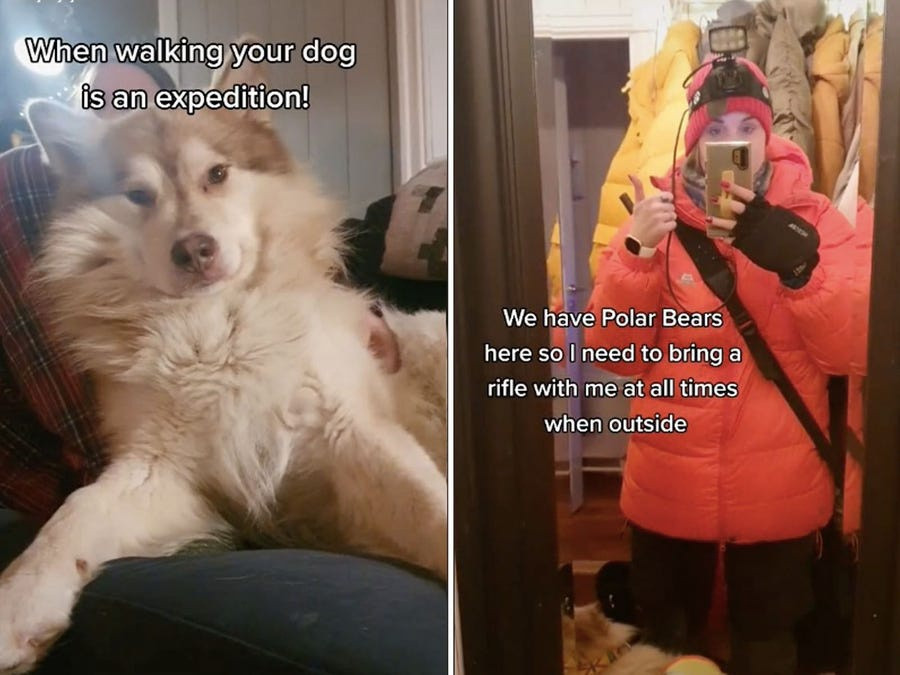 Khi ra khỏi nhà, Cecilia tốn tới hơn 15 phút để mặc quần áo. Do nhiệt độ ngoài trời rất thấp, người dân phải trang bị đầy đủ áo giữ nhiệt, áo len dày, quần dài, mũ, găng tay... "Riêng việc dắt chó đi dạo cũng như chuyến thám hiểm", cô cho biết.