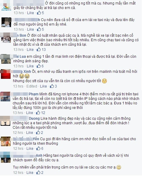 Cư dân mạng tán dương hành động đẹp của anh tài xế và chia sẻ nhiều câu chuyện khác về những việc tốt hàng ngày.
