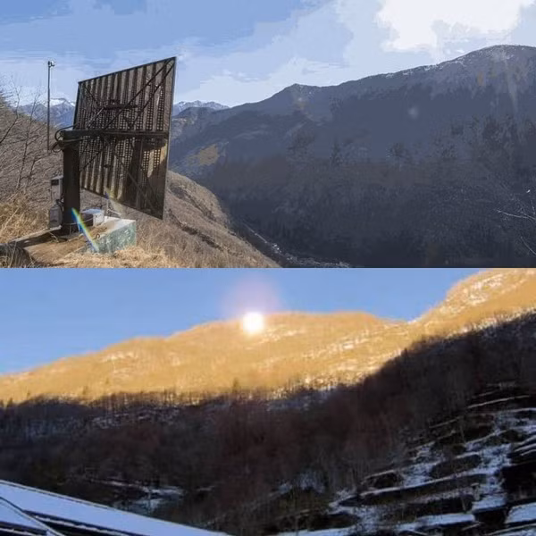 Chiếc gương được vận hành bằng máy tính, dịch chuyển theo đường đi của mặt trời trong ngày, phản chiếu ánh sáng xuống khu vực rộng khoảng 300m2 tại quảng trường thị trấn ít nhất 6 giờ đồng hồ mỗi ngày.