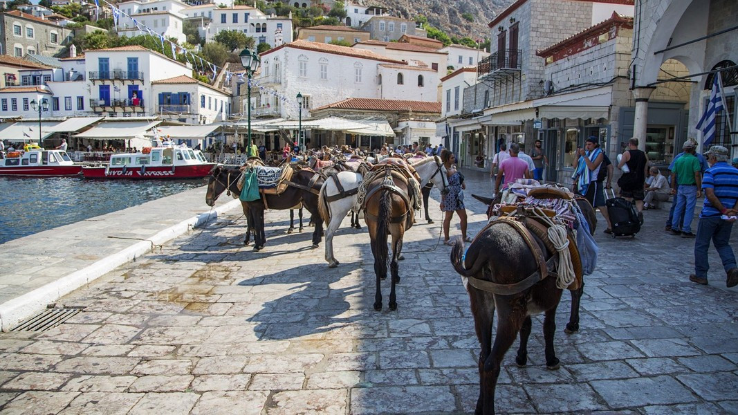 Hình ảnh rất thú vị trên đường phố hòn đảo Hydra. Theo National Geographic.