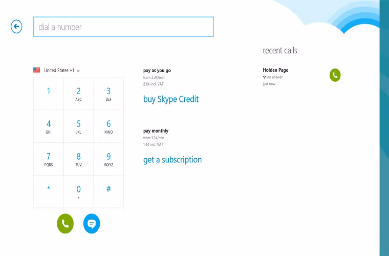 Phần mềm nhắn tin và gọi điện: Skype. Skype đã trở thành một trong những phần mềm nhắn tin và gọi VoIP được ưa chuộng nhất thế giới. Hiện đang là sản phẩm thuộc sở hữu của Microsoft, Skype là sự lựa chọn tuyệt vời nếu bạn muốn gọi điện giá rẻ và nhận cuộc gọi trực tiếp từ điện thoại. Phiên bản dành cho Windows 8 có ít chức năng hơn, nhưng vẫn cho người dùng những trải nghiệm tốt với giao diện hiện đại và chất lượng cuộc gọi được đảm bảo.