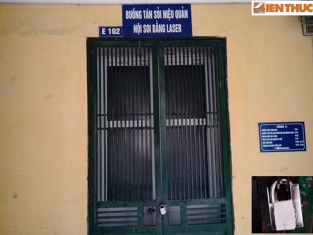 Buồng tán sỏi niệu quản nội soi bằng laser nơi xảy ra sự việc đã được niêm phong